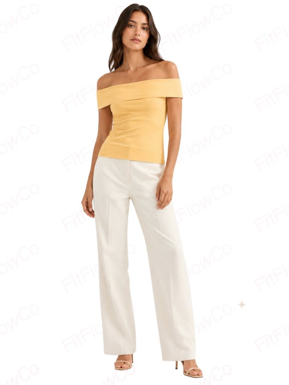 Lauren Woman Ralph Lauren Yellow Off Shoulder Stretch Jersey Top XS